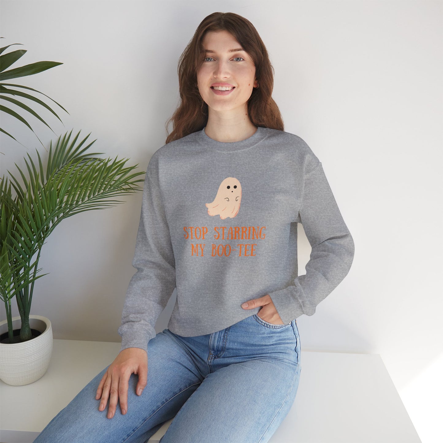 Unisex Crewneck Sweatshirt Cute Halloween Boo-Tee