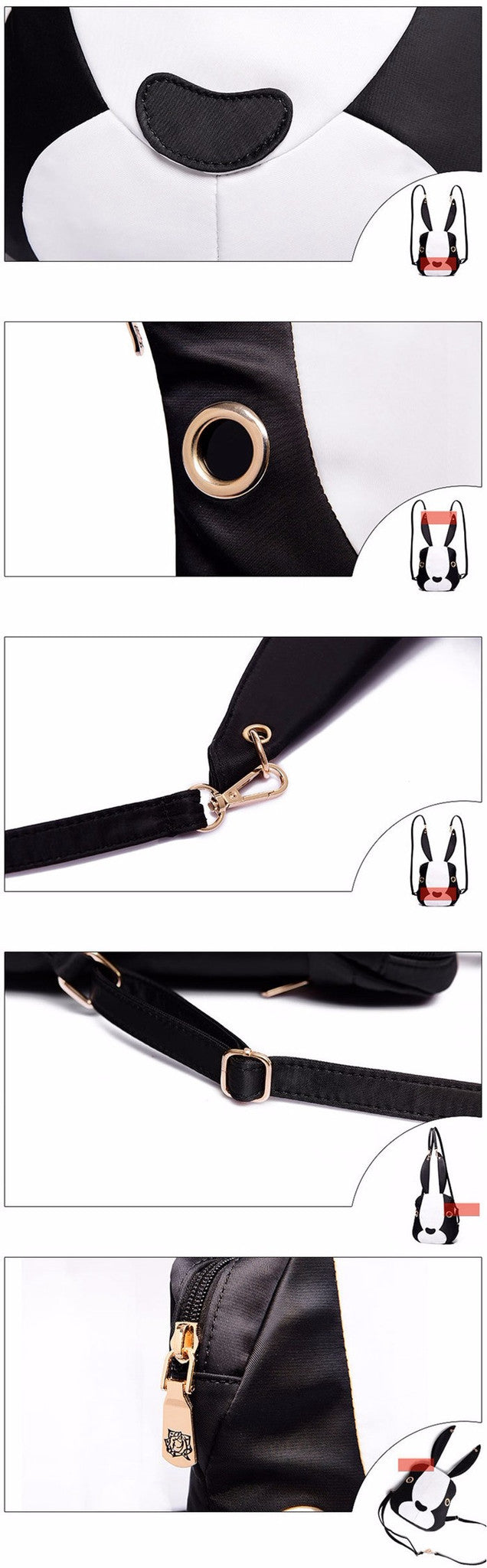 Cartoon Rabbit Nylon Backpack Purse