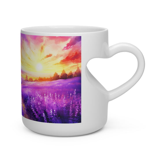 11oz Ceramic White Mug With Heart Shape Handle Grip