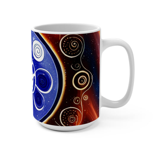 15oz White Mug | Dr Who Gallifreyan Writing Over Galaxy Background