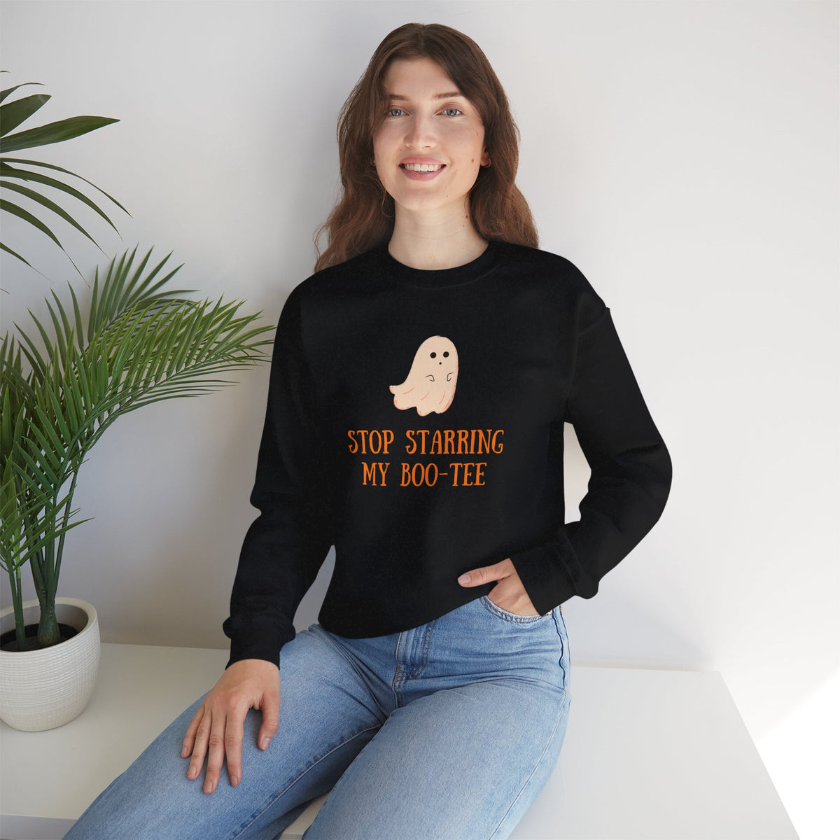 Unisex Crewneck Sweatshirt Cute Halloween Boo-Tee