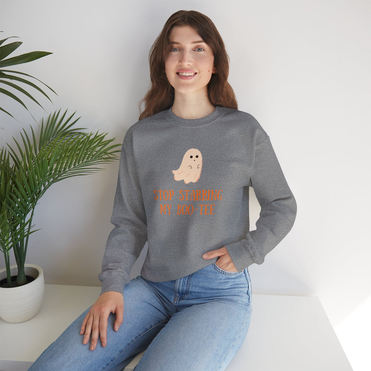 Unisex Crewneck Sweatshirt Cute Halloween Boo-Tee