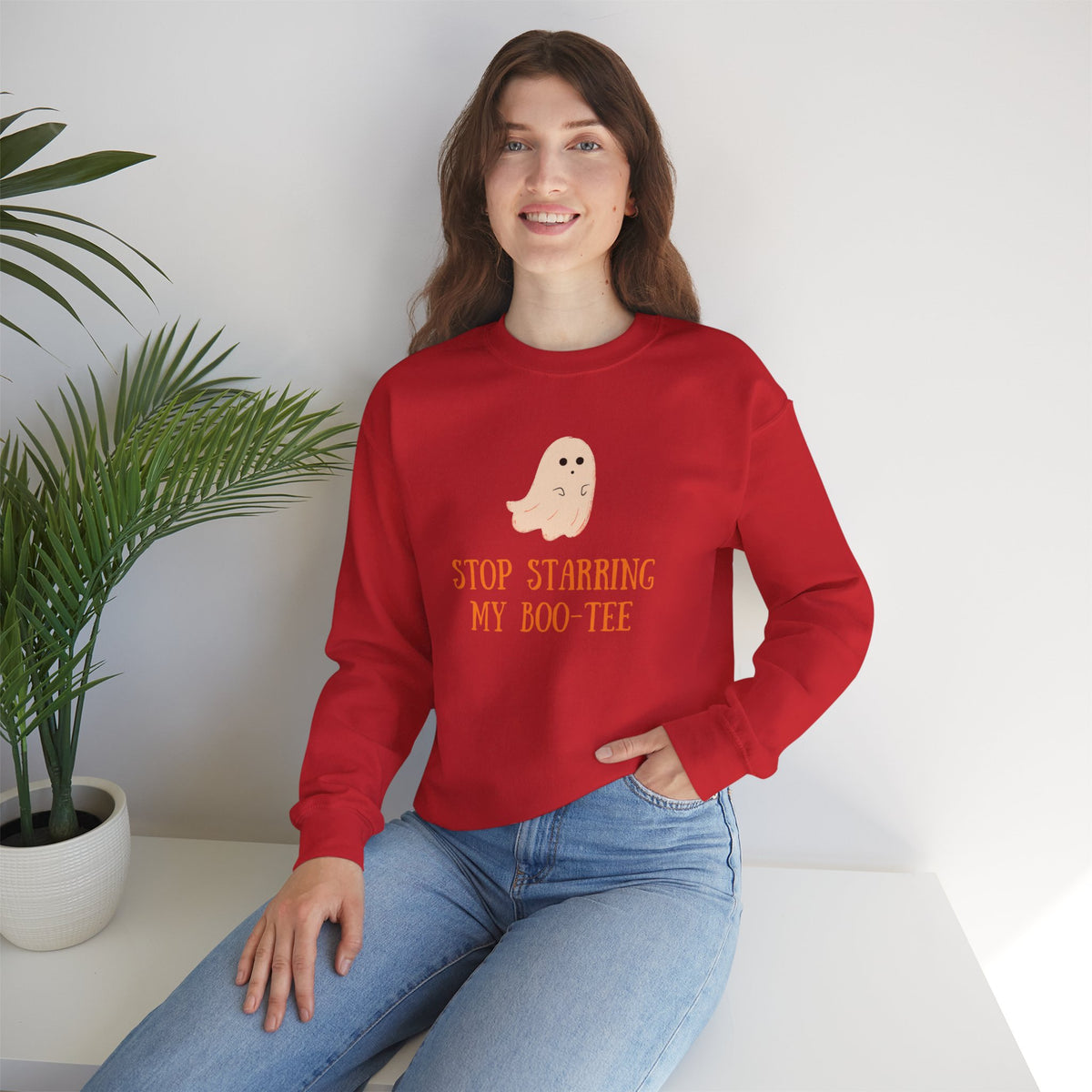 Unisex Crewneck Sweatshirt Cute Halloween Boo-Tee
