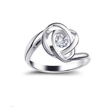 Dancing Jewelry Sterling Silver Abstract Rose Dancing CZ Crystal Ring