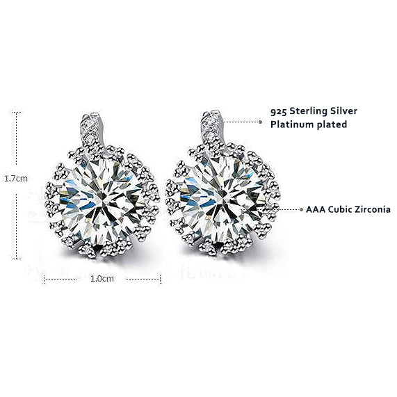 BR CHIC Platium Plated Sterling Silver AAA CZ Crystal Earrings